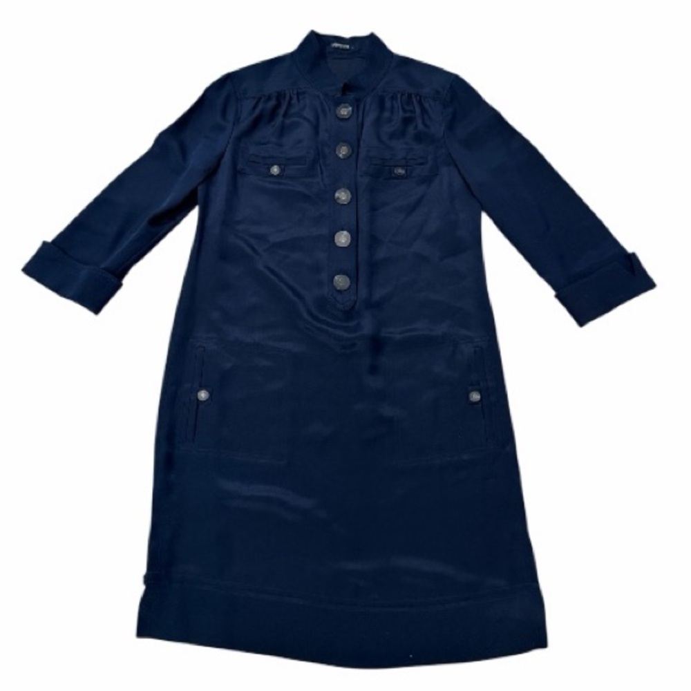 Magaschoni Collection Navy Blue 100% Silk Dress. Size Medium.
